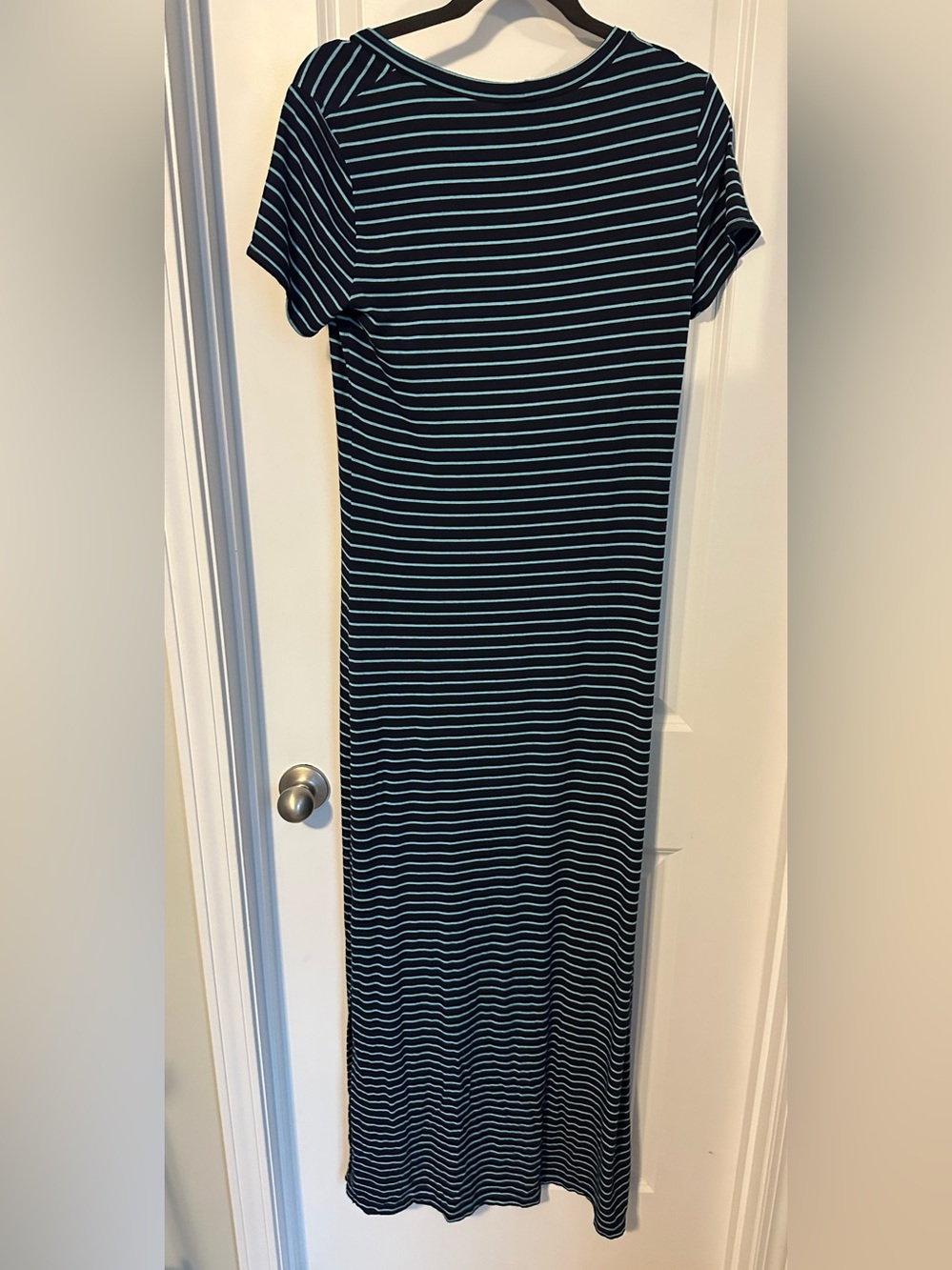 Tommy Bahama Navy and Teal Striped Short Sleeve Maxi Dress - Picture 2 of 4